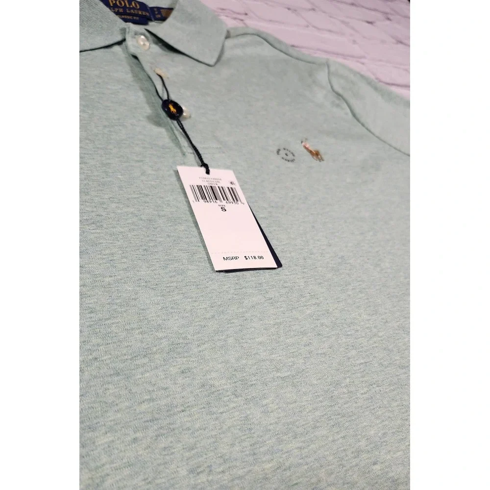 NWT Polo Ralph Lauren Mens Small Classic Fit Polo Shirt Green Heather Jersey